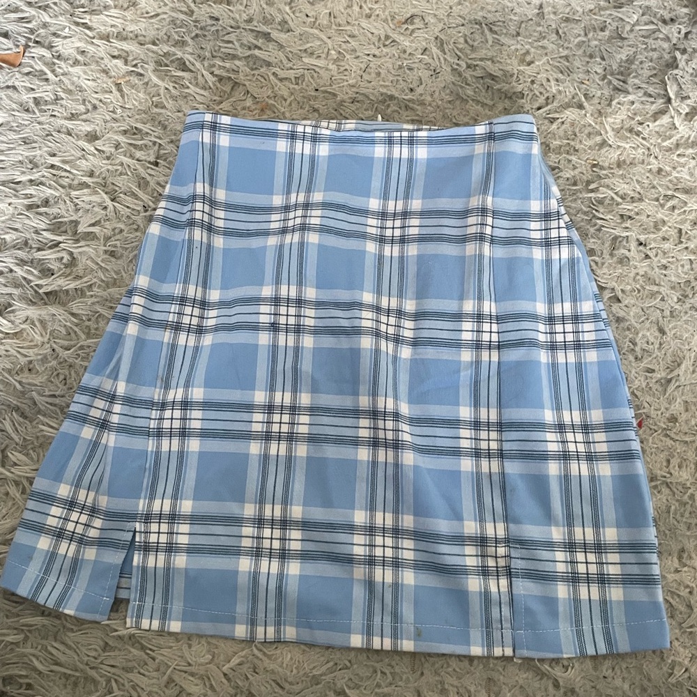 Brandy Melville blue plaid skirt